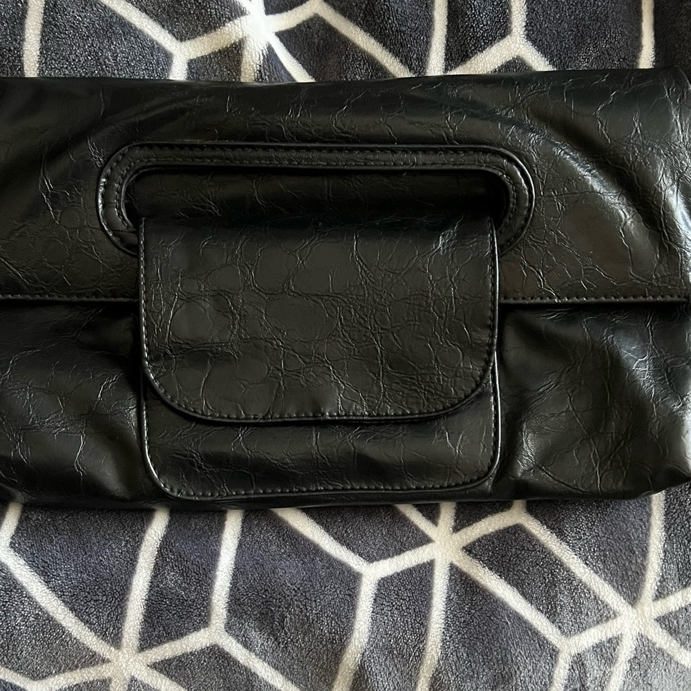 Faux leather clutch